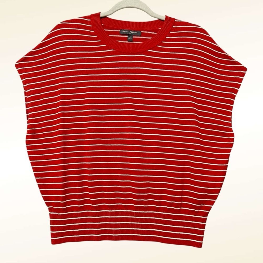Banana Republic Factory Rust Striped Boxy Sleeveless Striped Sweater Vest Small